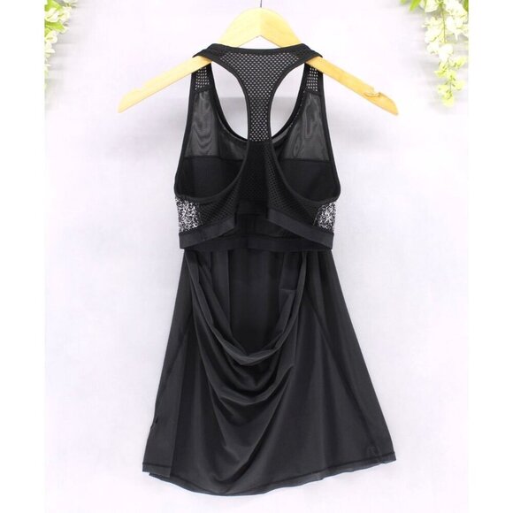 Lululemon Women's Black Soft Tank With Built In Sports Bra Draped Open Back Sz 6 - Picture 2 of 6
